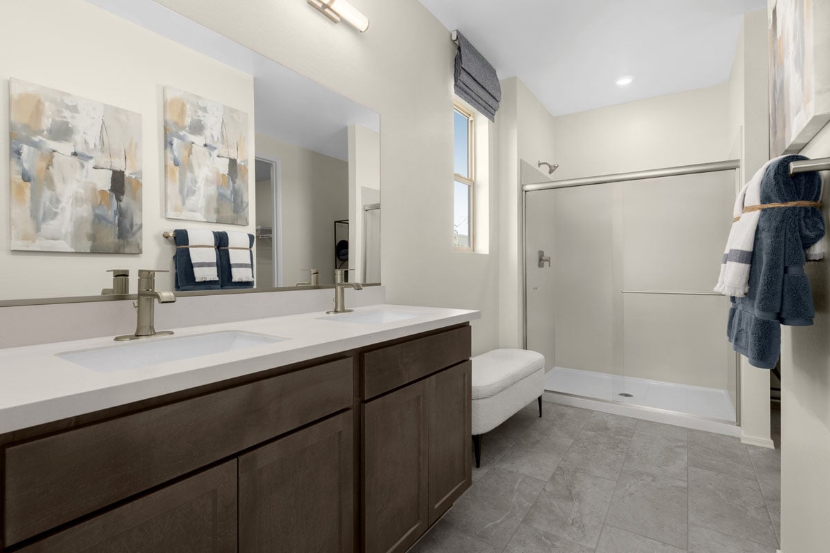 Walk-in shower at primary bath