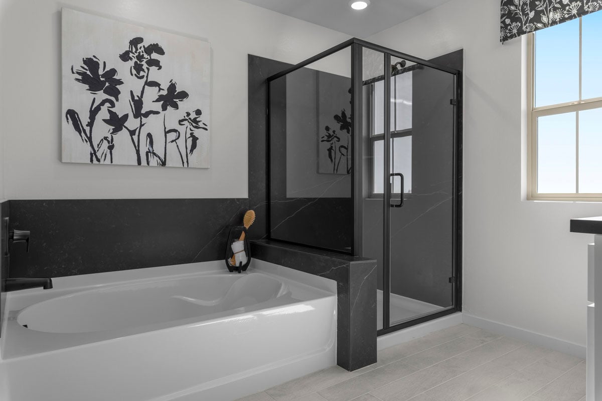 Tub and separate shower at primary bath