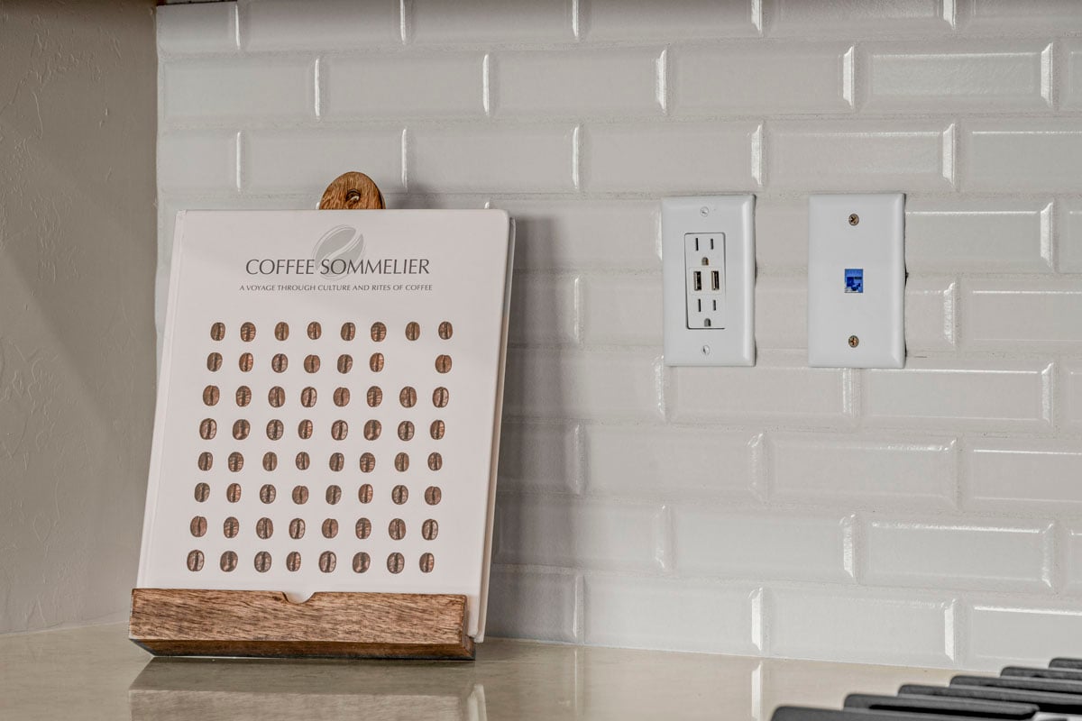 Kitchen USB charging receptacle