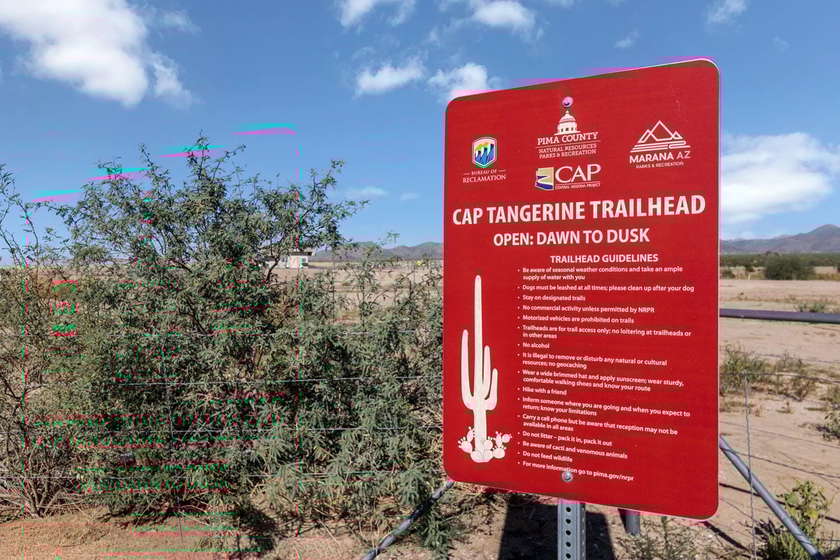Access to CAP Tangerine Trailhead for hiking, biking and horseback riding