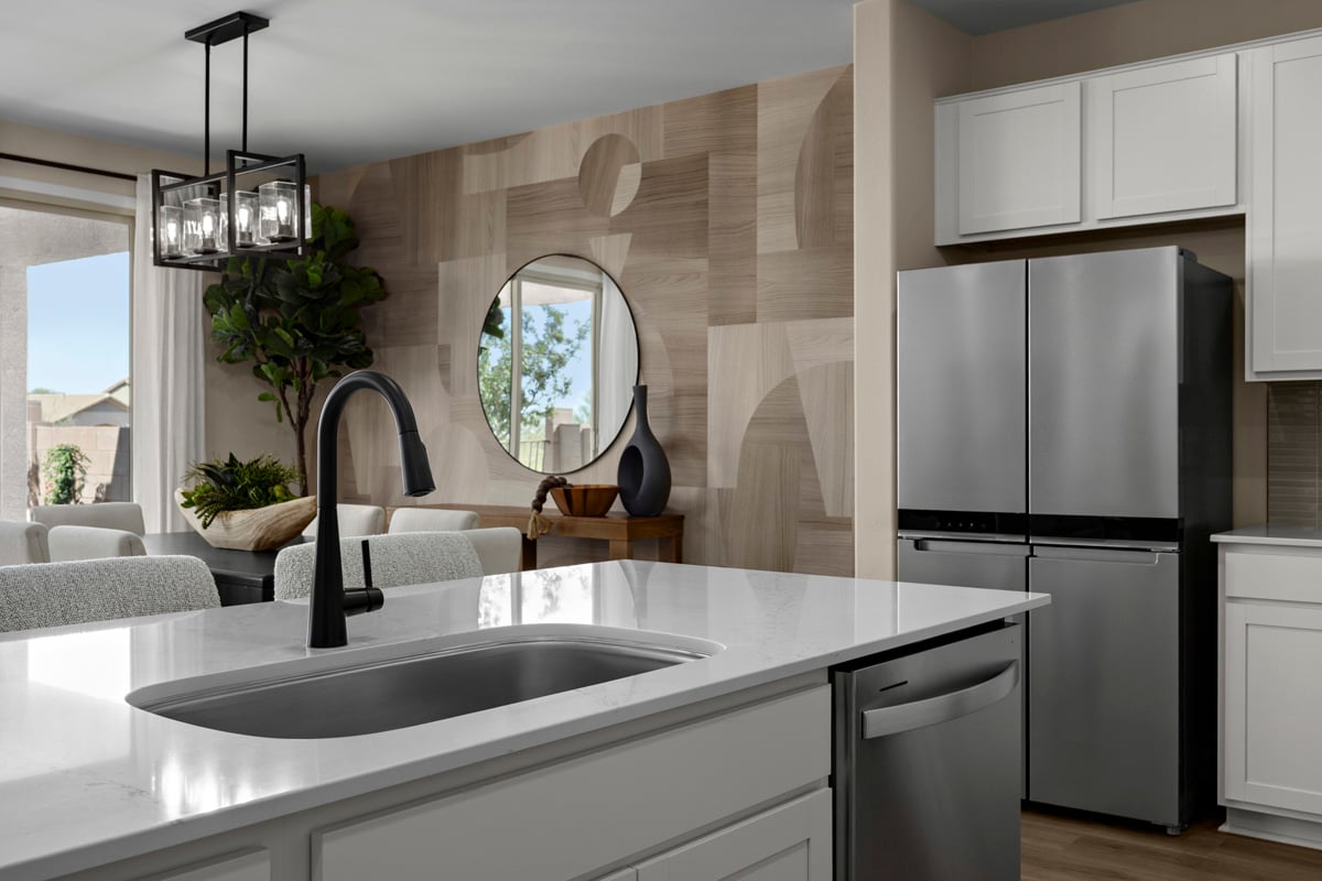 Kitchen island with upgraded faucet 