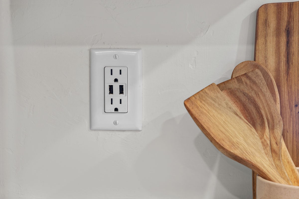 Kitchen USB charging receptacle