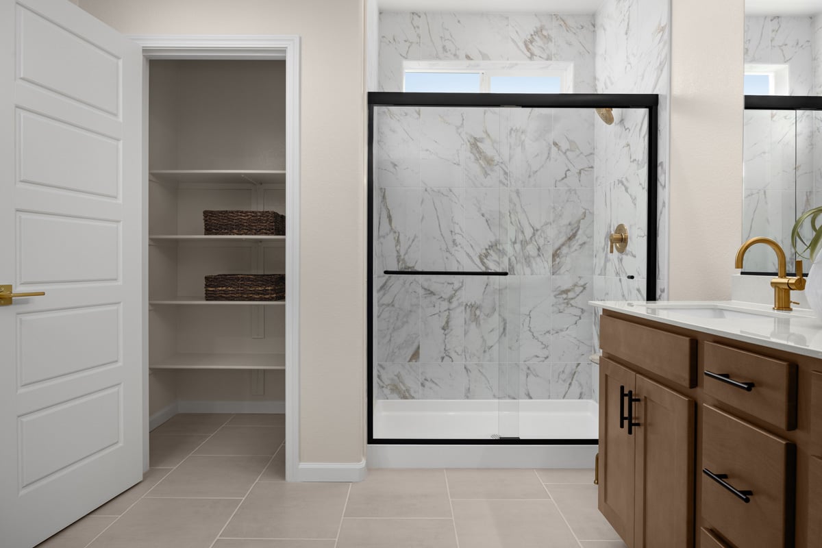 Walk-in shower at primary bath