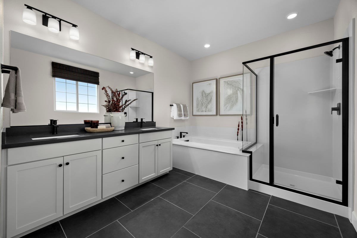 Separate tub and shower at primary bath