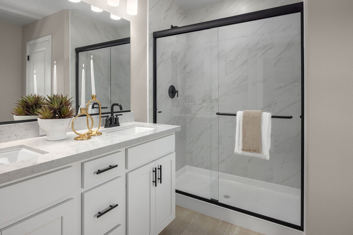 Walk-in shower at primary bath