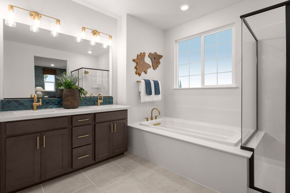 Tub and separate shower at primary bath