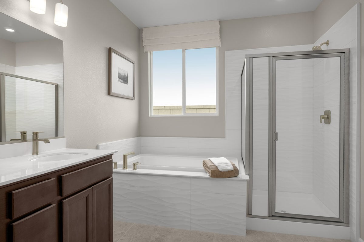 Tub and separate shower at primary bath 