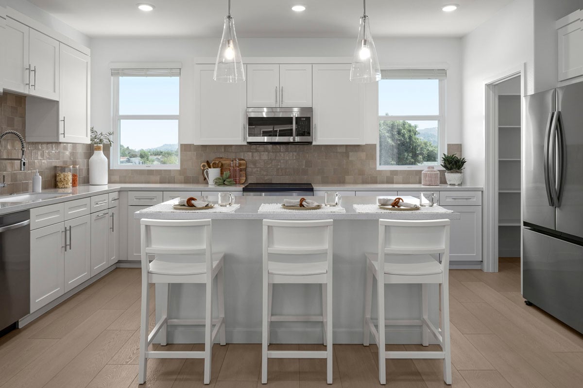 Pendant lighting over island