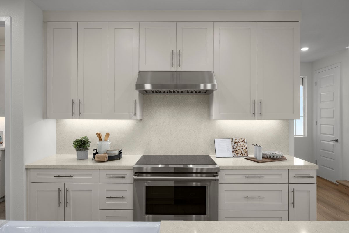 Full-height tile backsplash