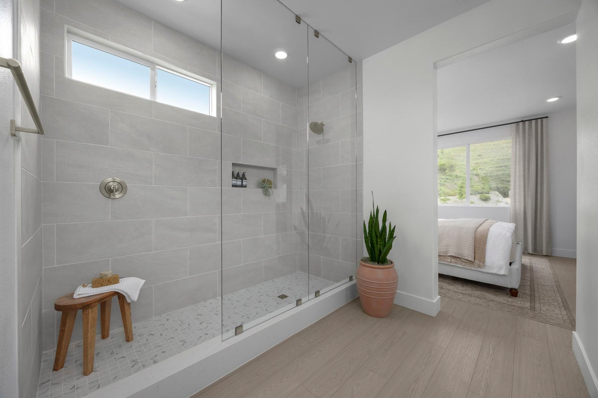 Walk-in shower at primary bath