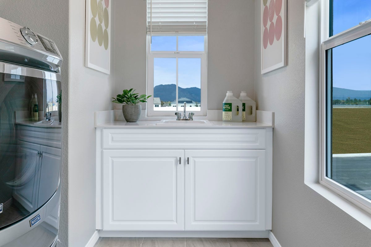 Optional laundry sink with lower cabinet