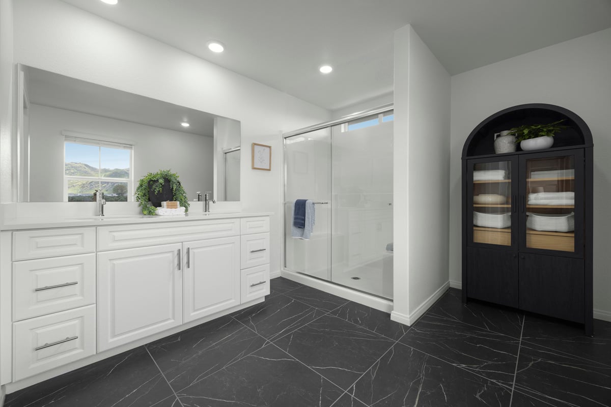 Walk-in shower at primary bath