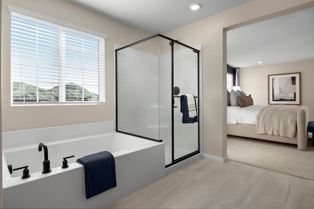 Optional tub and separate shower at primary bath