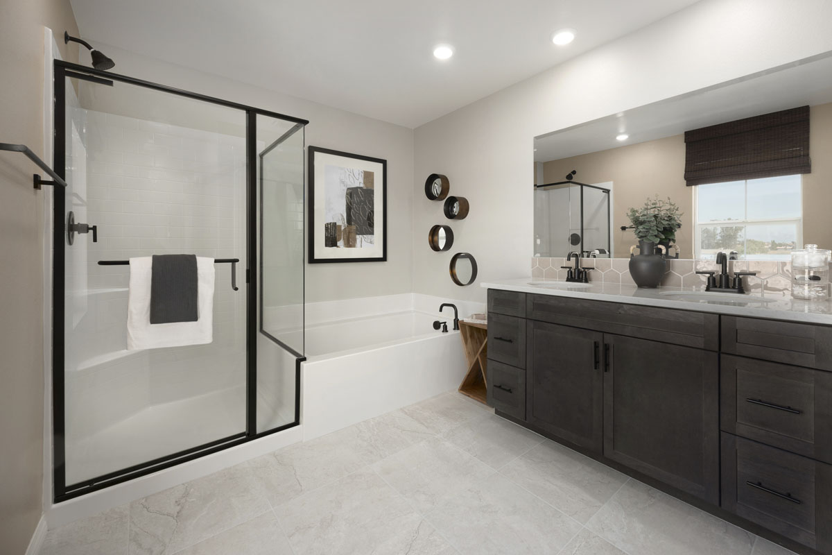 Optional tub and separate shower at primary bath