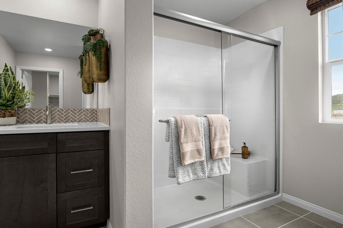 Walk-in shower at primary bath