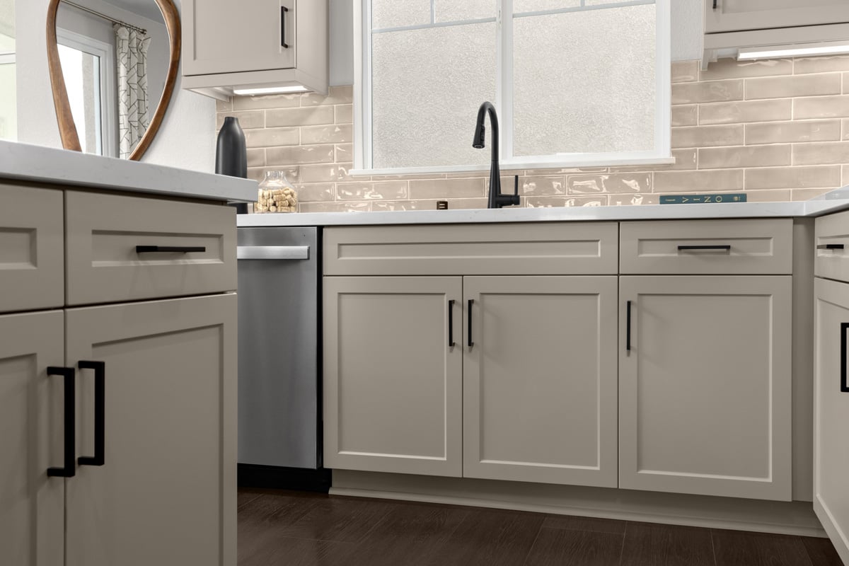 Optional Shaker-style thermofoil cabinets