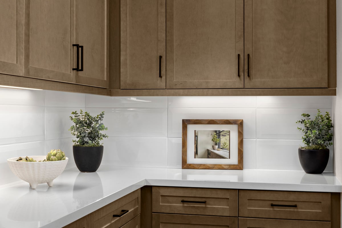 Optional Shaker-style maple cabinets