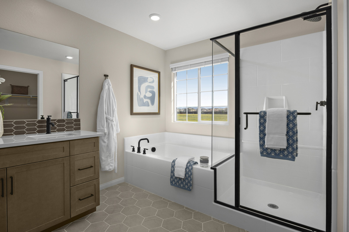 Optional tub and separate shower at primary bath