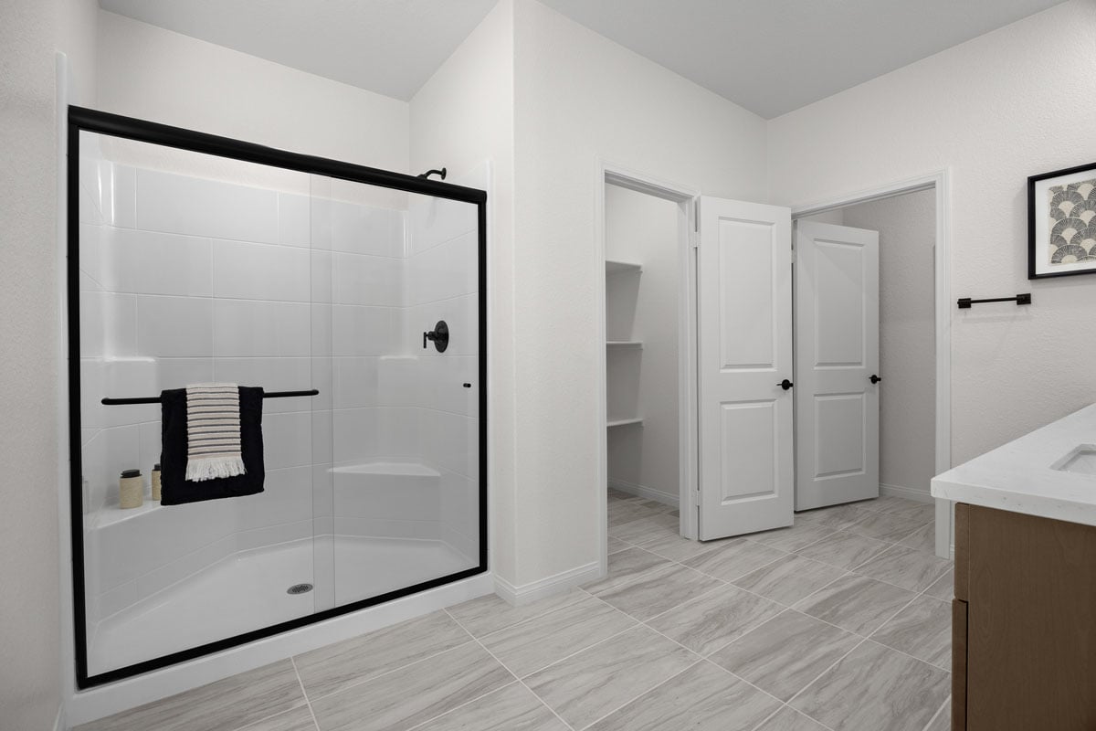Walk-in shower at primary bath