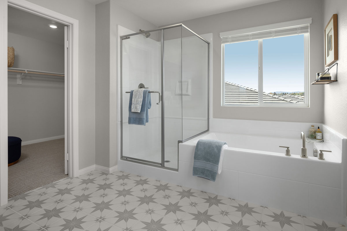 Optional tub and separate shower at primary bath