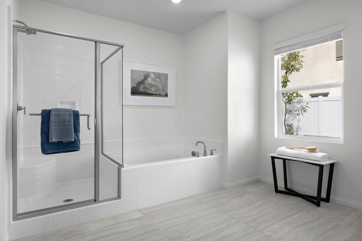 Optional tub and separate shower at primary bath