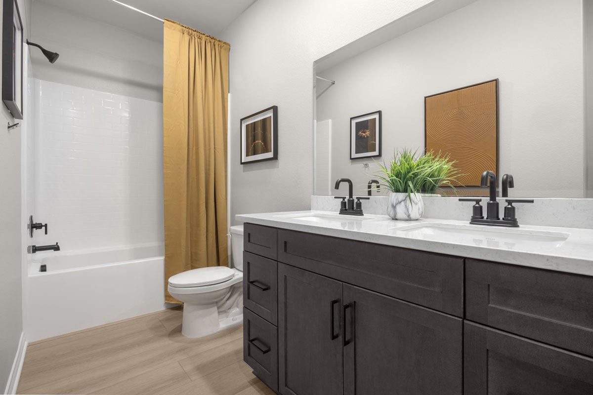 Optional dual-sink vanity at bath 2