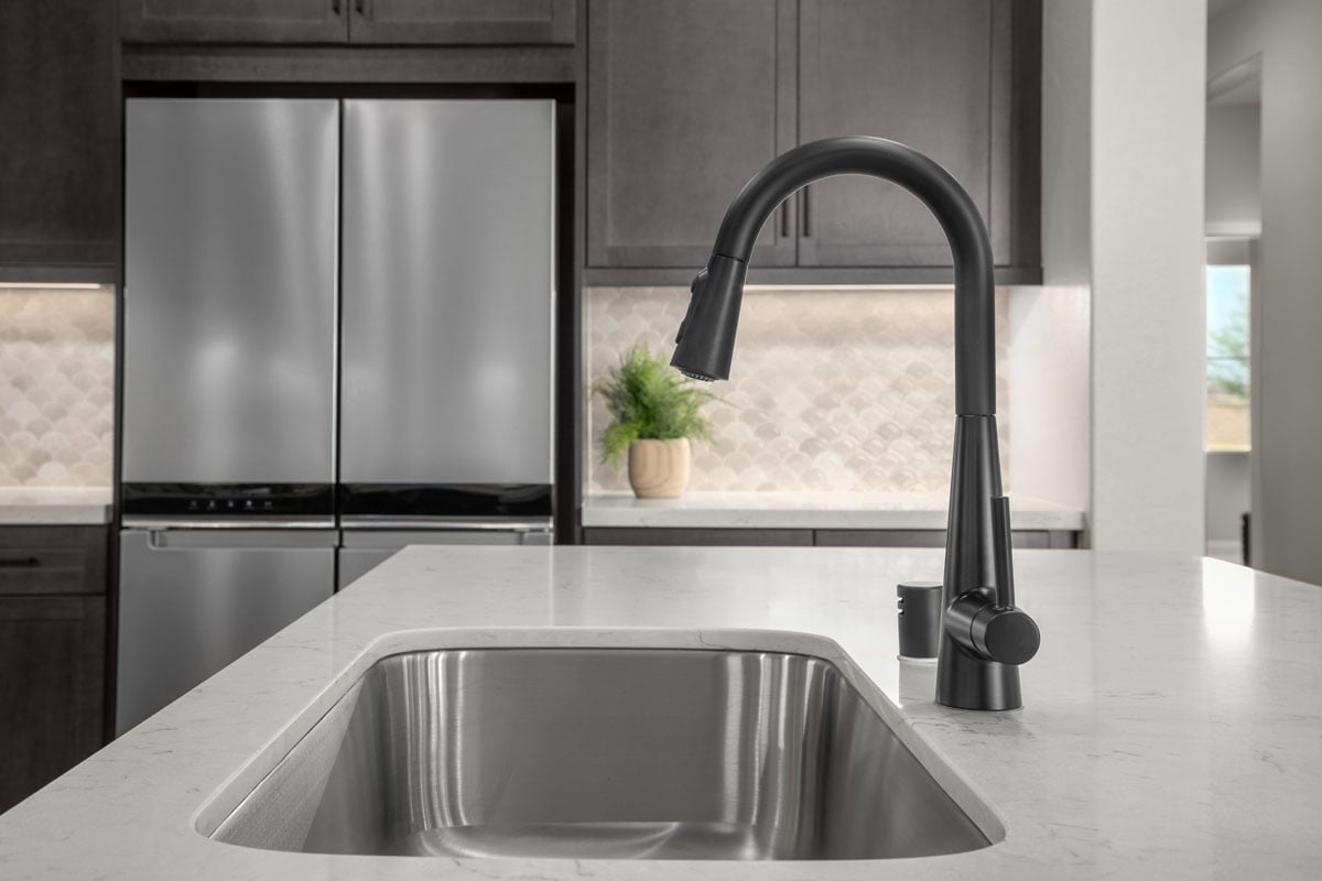 Optional black high-arc kitchen faucet