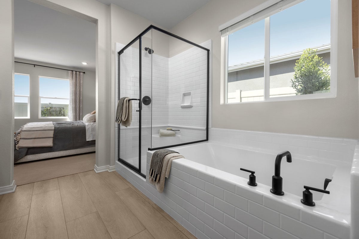 Optional tub and separate shower at primary bath