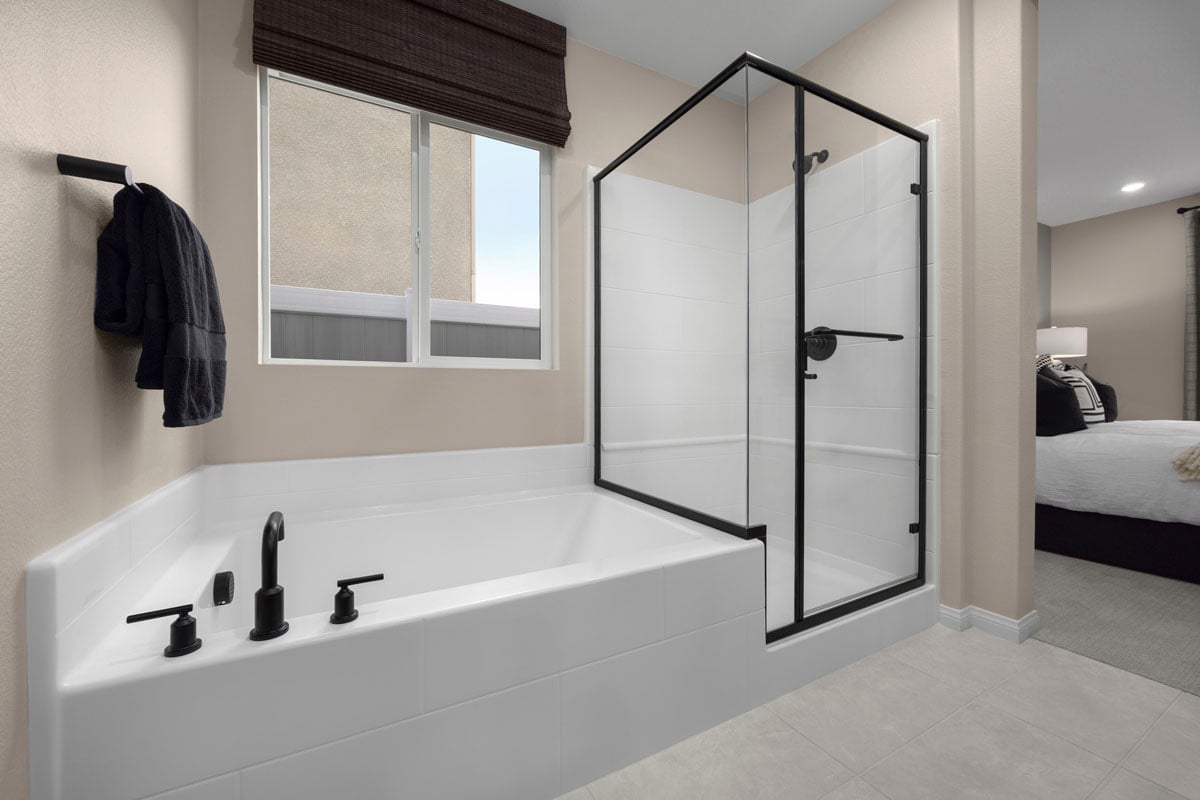 Optional tub and separate shower at primary bath