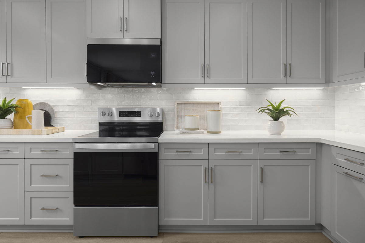 Optional Shaker-style thermofoil cabinets