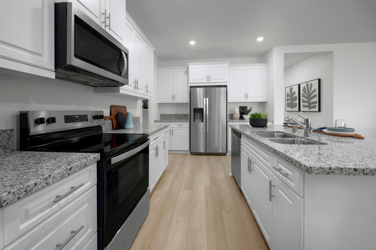 Thermofoil cabinets with satin nickel pulls