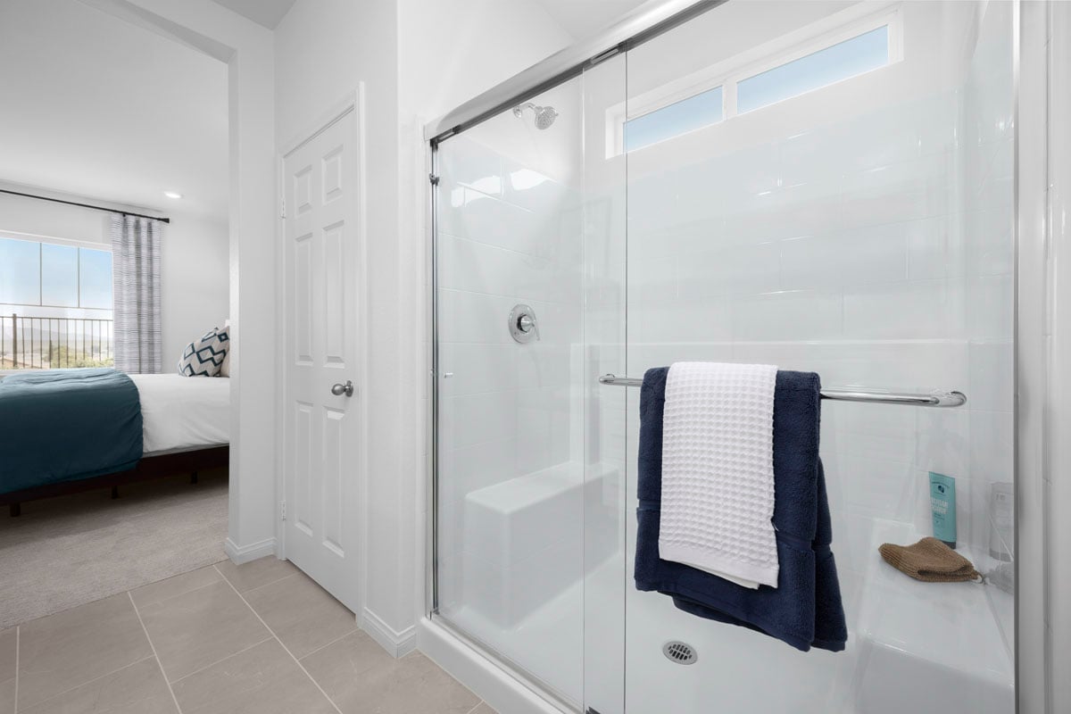 Walk-in shower at primary bath