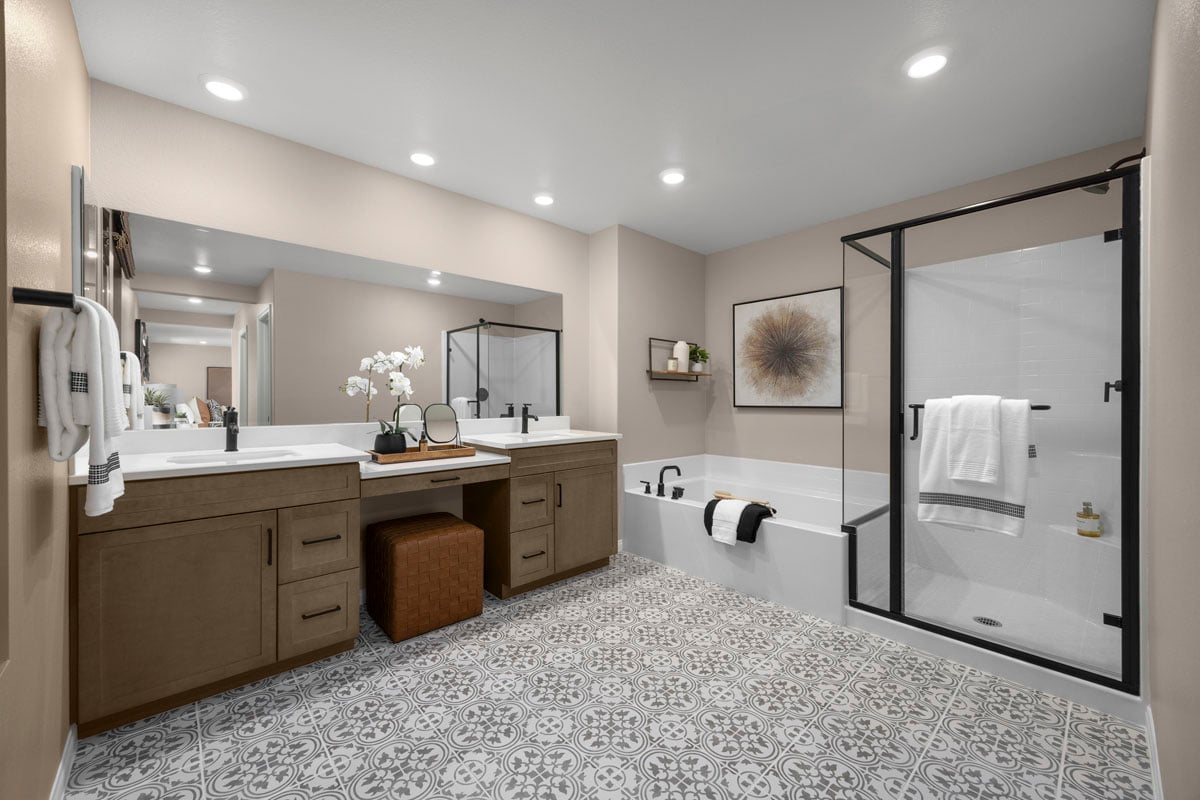 Optional tub and separate shower at primary bath