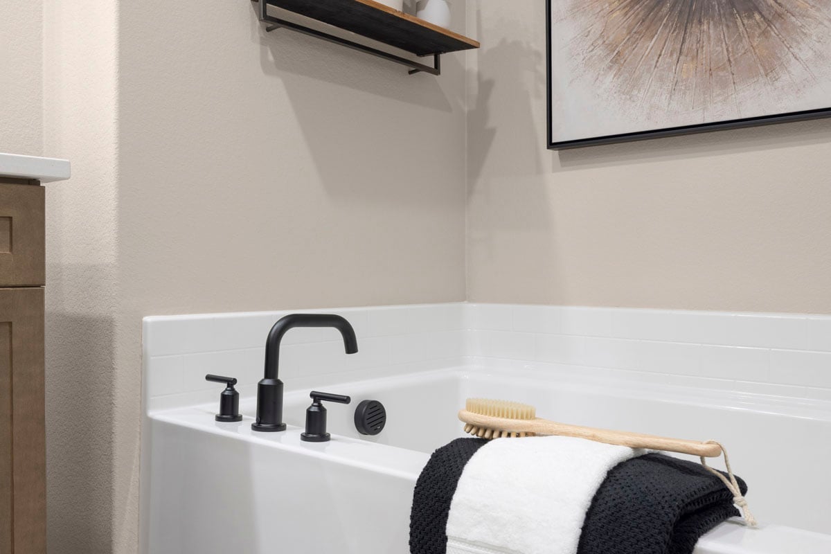 Optional matte black bath fixtures