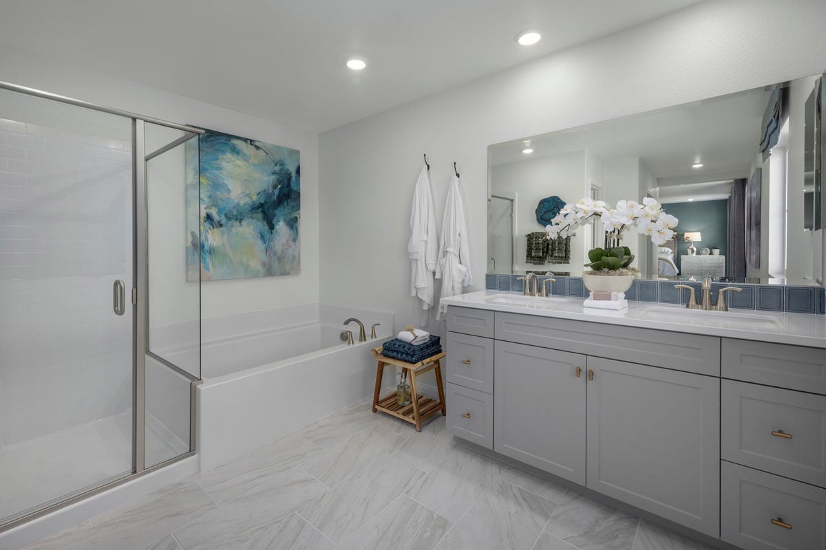 Optional tub and separate shower at primary bath