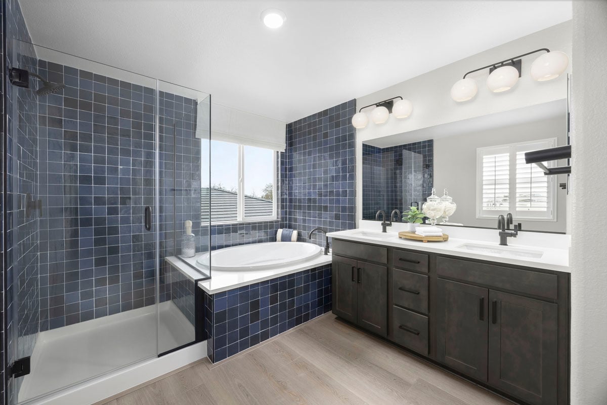 Tub and separate shower at primary bath