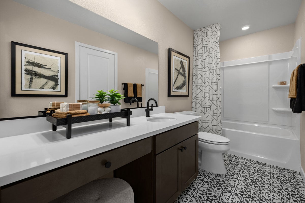 Extended vanity with knee space at bath 2