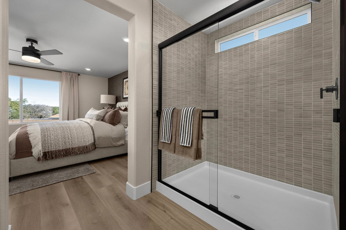 Walk-in shower at primary bath