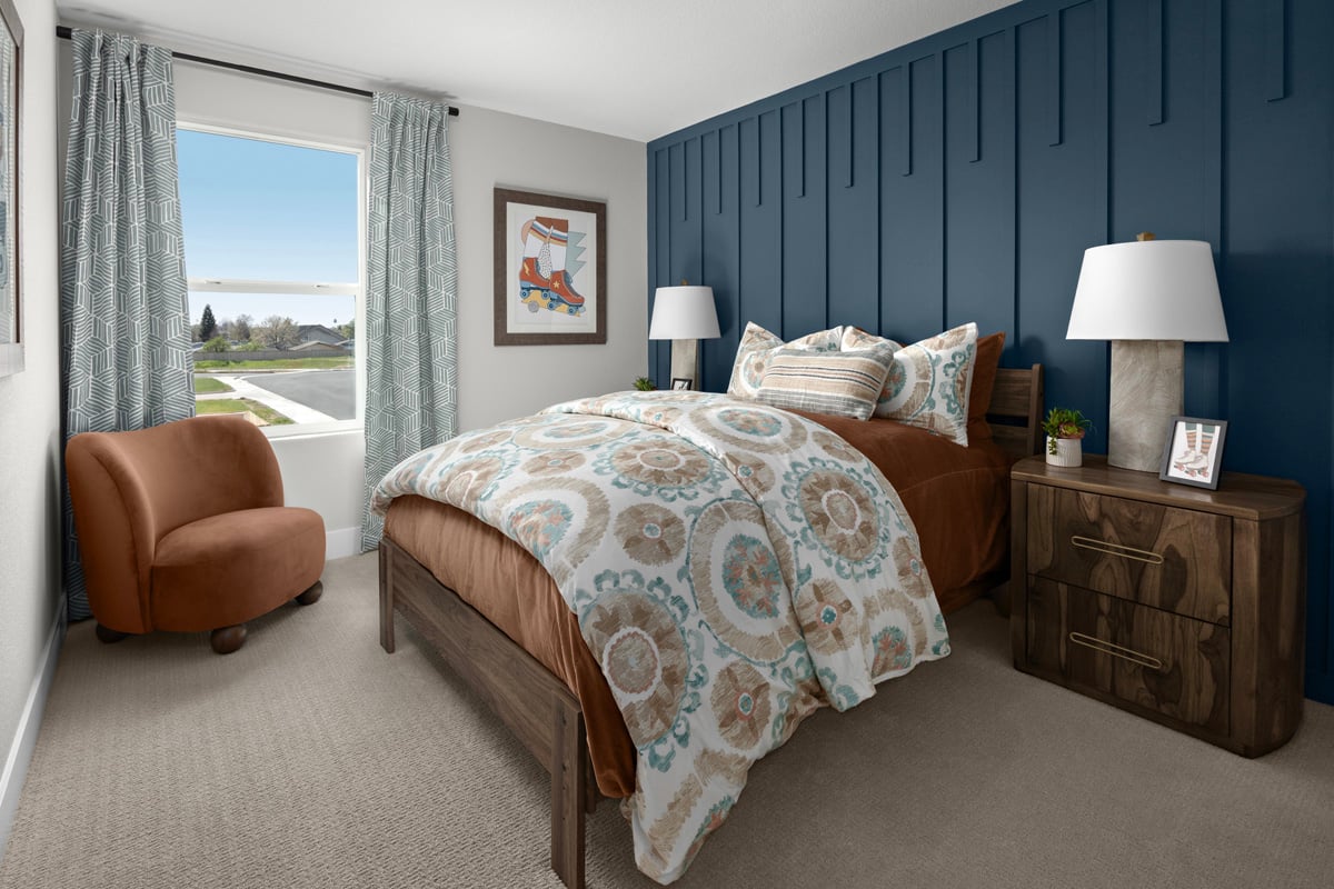 Custom wall treatment at secondary bedroom