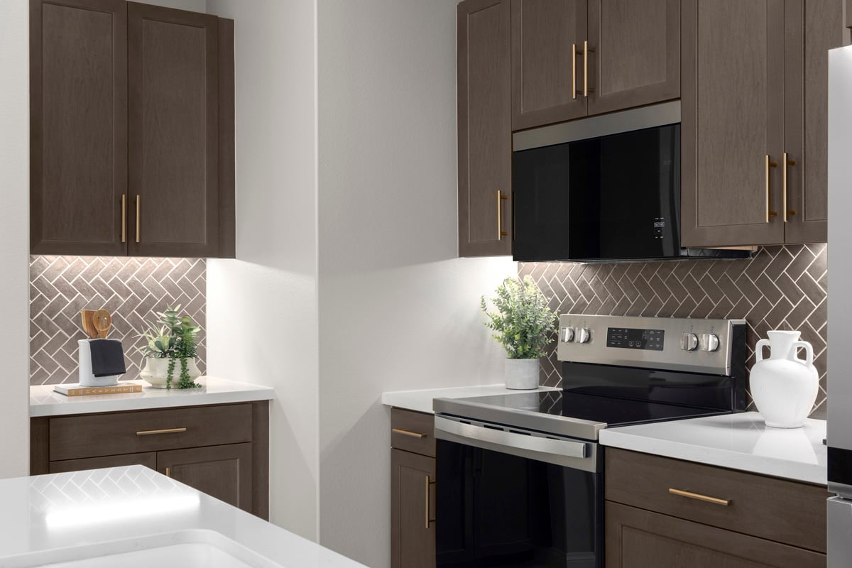 Optional Shaker-style maple cabinets