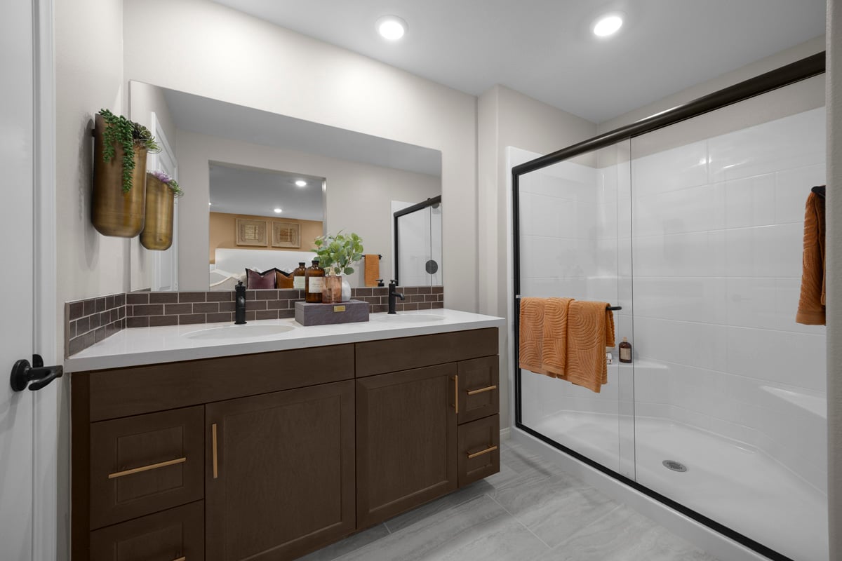 Walk-in shower at primary bath