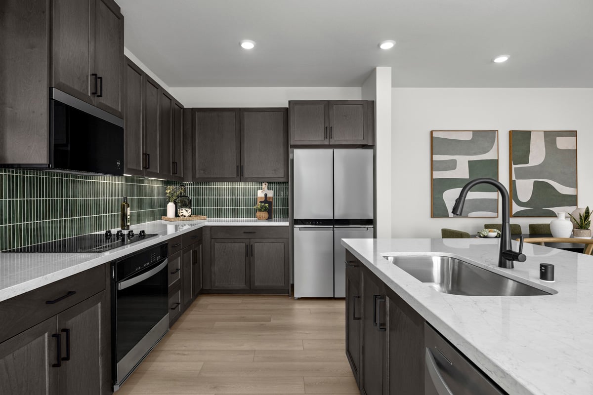 Optional stainless steel built-in oven and cooktop