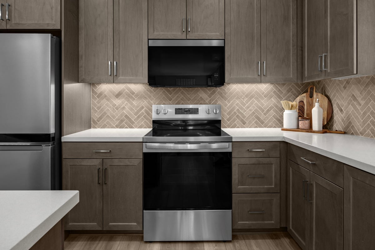 Optional maple shaker door cabinets