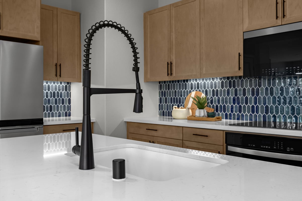 Optional high-arc matte black kitchen faucet