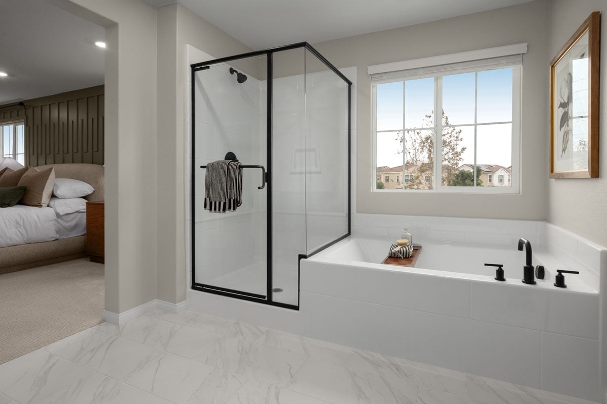 Optional tub and separate shower at primary bath