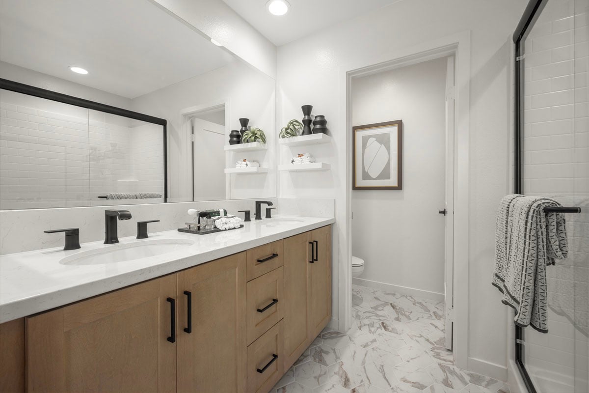 Optional matte black bath fixtures and accessories