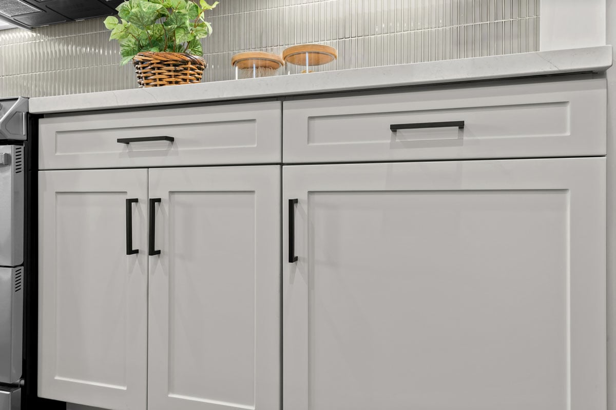 Optional Shaker-style thermofoil cabinets