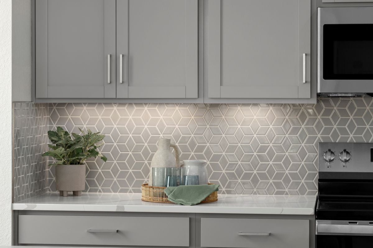Full-height tile backsplash