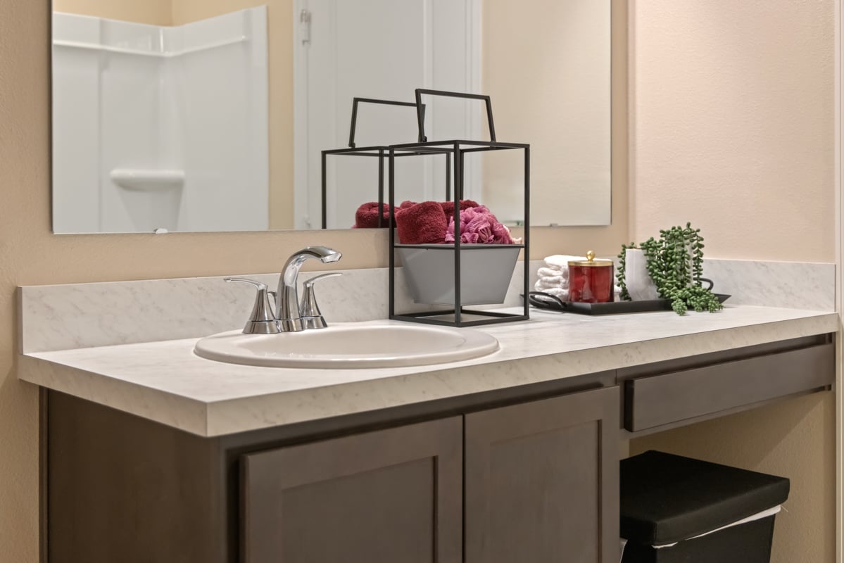 Vanity with knee space at bath 2