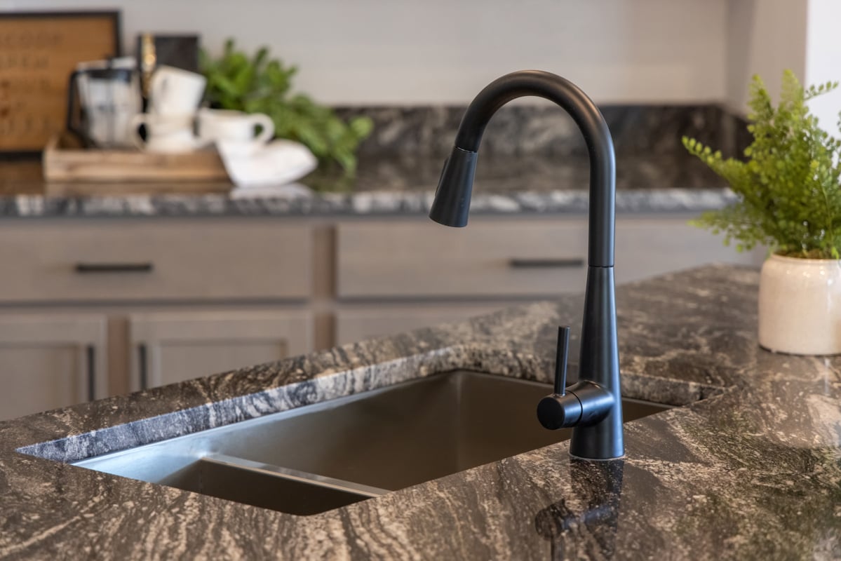 Matte black kitchen faucet
